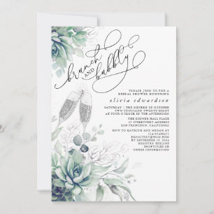 Invitación Suculento Brunch de Verdor y ducha Bubbly Bridal