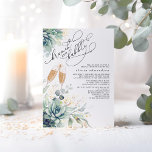 Invitación Suculento Brunch de Verdor y ducha Bubbly Bridal<br><div class="desc">El oro deja suculentos brunch verde y burbujeantes invitaciones a la ducha de novias</div>