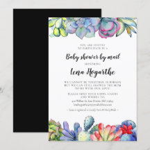 Suculento cactus acuarela Baby Shower por correo