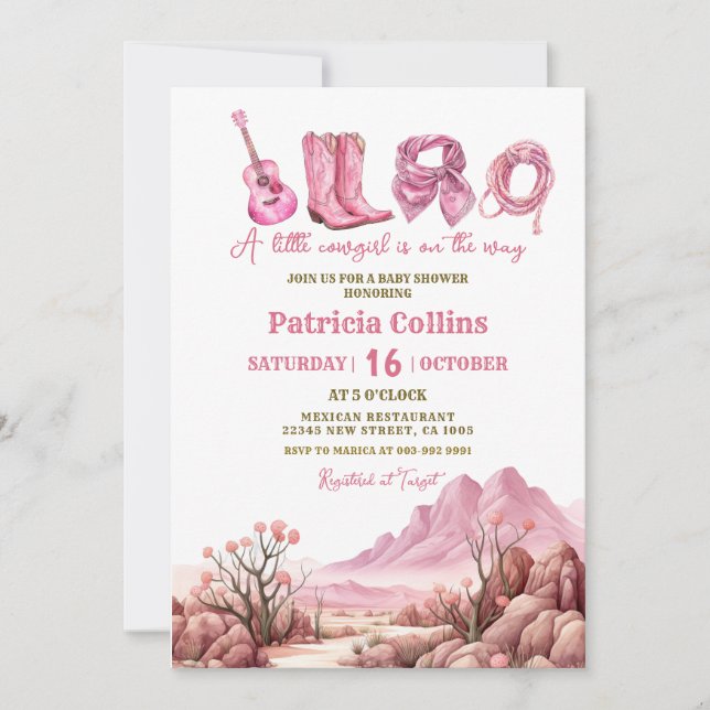 Invitación Suculento Chica de Cactus en el desierto ruso Baby (Anverso)