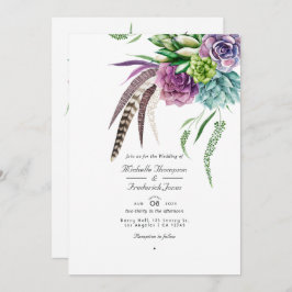 Invitación Suculento código QR místico RSVP Bohemian Boda