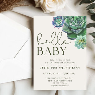 Invitación Suculento desierto botánico Hola Baby Shower