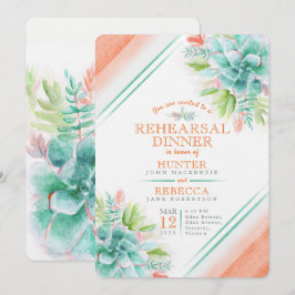 Invitación Suculento ensayo de naranja verde acuarela para la