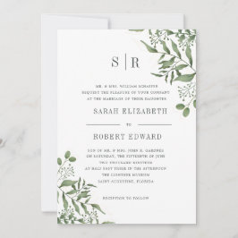 Invitación Suculento Eucalyptus deja cena de ensayo