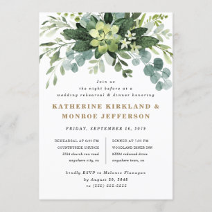 Invitación Suculento Eucalyptus Greenery Ensayo Cena