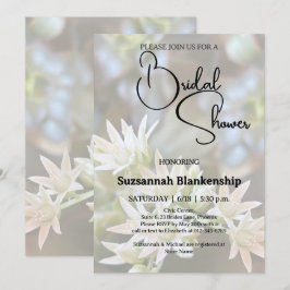Invitación Suculento fondo floral blanco ducha de novia