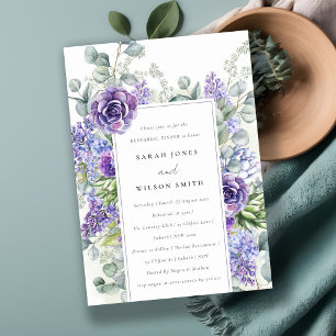Invitación Suculento Lilac Eucalyptus Fauna Ensayo Cena