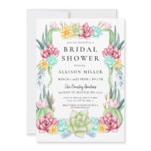 Suculento Rústico Cactus Rosa Floral Bridal Shower