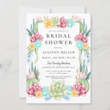 Suculento Rústico Cactus Rosa Floral Bridal Shower