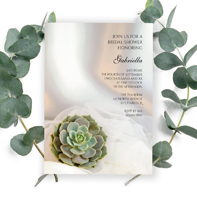 Invitación Suculento verde en la ducha de las novias blancas (Subido por el creador)