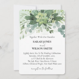 Invitación Suculento verde suave Boda Floral Botánica