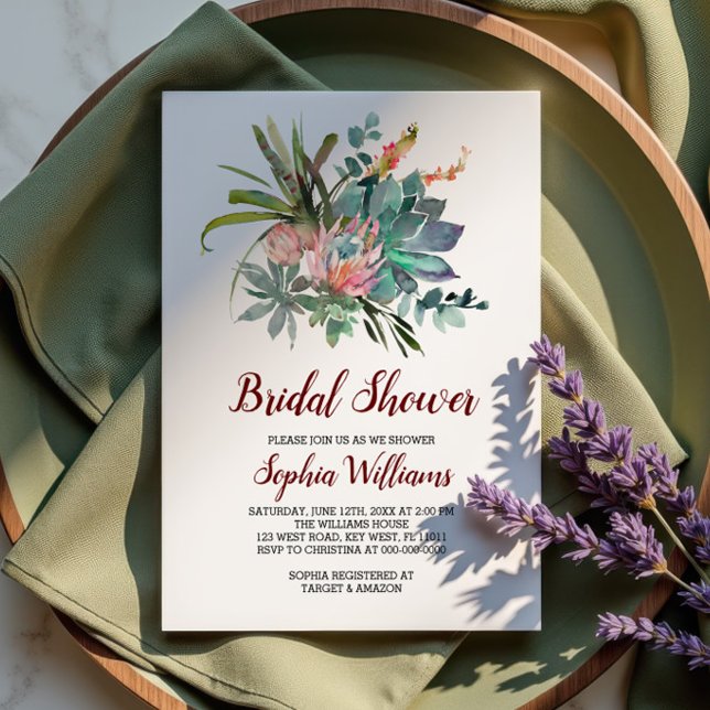 Invitación Suculento y ducha de novias Boho Cactus (Subido por el creador)