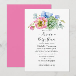 Invitación Suculento Y Moderno Impulso Floral Por Ducha