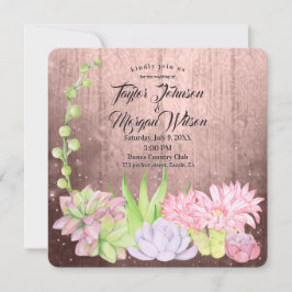 Invitación Suculentos acuarelas mágicas Boda