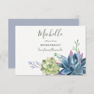 Invitación Suculentos acuarelas Serás Mi Novia