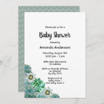 Suculentos Baby Shower flores cati verde blanco