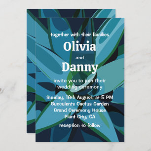 Invitación Suculentos Boda de Suculentos de Agave Azul