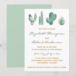 Invitación Suculentos Cactus Boda Moda elegante moderna