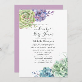 Invitación Suculentos Cactus De Acuarela Conducen Por Ducha