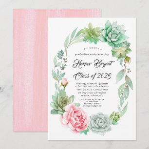 Invitación Suculentos - Clase de graduación 2019