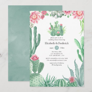 Invitación Suculentos de color de agua ducha de matrimonio