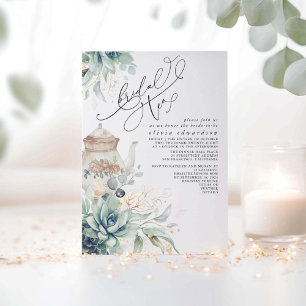 Invitación Suculentos Fiesta de té de lluvia dorada de duchas