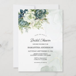 Invitación Suculentos, flores y vegetación Ducha de Novias