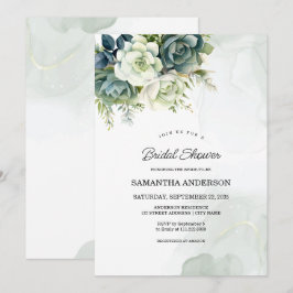 Invitación Suculentos, flores y vegetación Ducha de Novias