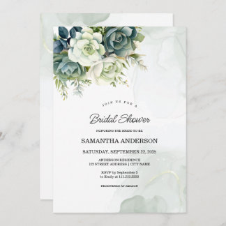 Invitación Suculentos, flores y vegetación Ducha de Novias