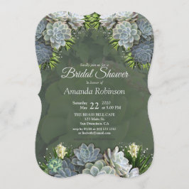 Invitación Suculentos Hues de Pale Blues Bridal Shower