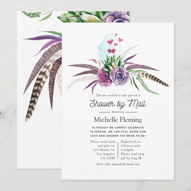 Invitación Suculentos místicos ducha de novias por correo (Anverso / Reverso)