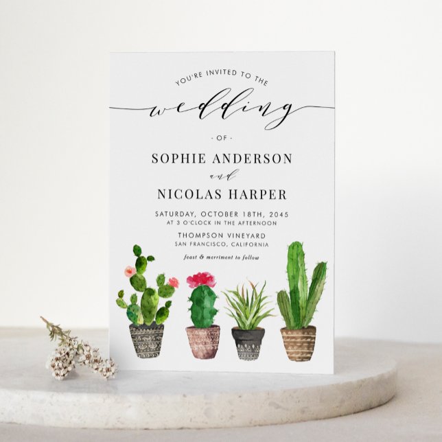 Invitación Suculentos potentes y Boda de Cactus Boho (Subido por el creador)