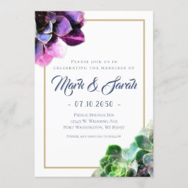 Invitación Suculentos púrpura con Boda de línea de Tan de tex