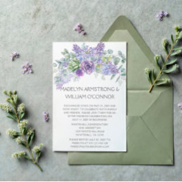 Invitación Suculentos púrpura, Lilacs, Sólo Recepción de Lava