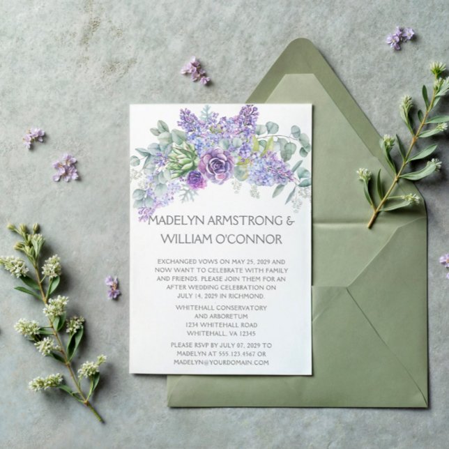 Invitación Suculentos púrpura, Lilacs, Sólo Recepción de Lava (Subido por el creador)