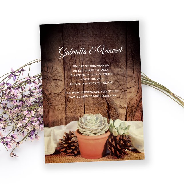 Invitación Suculentos rusos de la boda de la madera de Barn S (Subido por el creador)