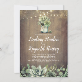 Invitación Suculentos | Rústica vegetación Boda de granero ru