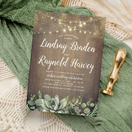 Invitación Suculentos | Rústica vegetación Boda de granero ru