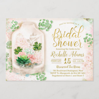Invitación Suculentos Terrario Floral Ducha Botánica Bridal