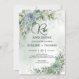 Invitación Suculentos verdes eucalipto sale y brilla