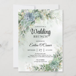 Invitación Suculentos verdes y brunch boda de eucalipto