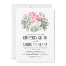 Suculentos y flores rosas Boda elegante y sencillo