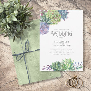 Invitación Suculents and Sparkle Boda Green ID515