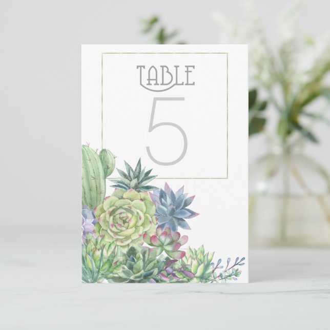 Invitación Suculents and Sparkle Table Numbers ID515 (Anverso de pie)