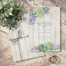 Invitación Suculents y Rustic Wood Boda ID515