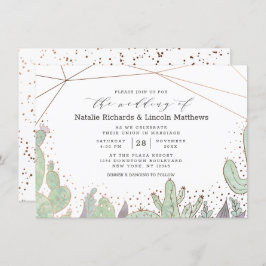 Invitación Sucultores Boda de Cactus de Terrario Geométrico
