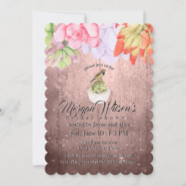 Invitación Sucultores de acuarela Bird Peach Bridal Shower