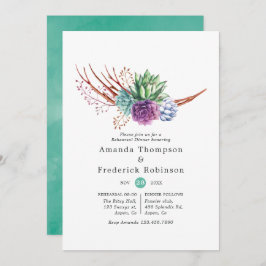 Invitación Sucultores de acuarela Boda Ensayo Cena