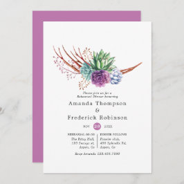 Invitación Sucultores de acuarela Boda Ensayo Cena