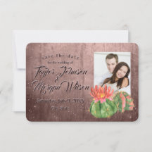 Sucultores De Acuarela Foto Peach Save The Date